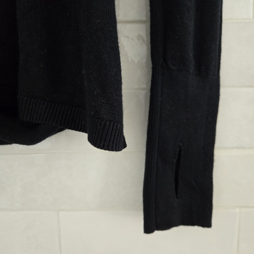 Lululemon Bring It Backbend Sweater Black Open Back Draped Cashmere Blend Tencel - Picture 6 of 12